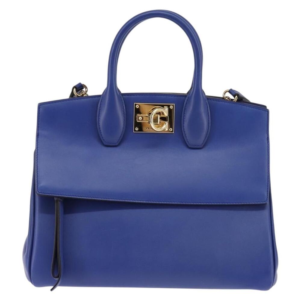 Salvatore Ferragamo Leather Gancini Studio Handbag Blue
